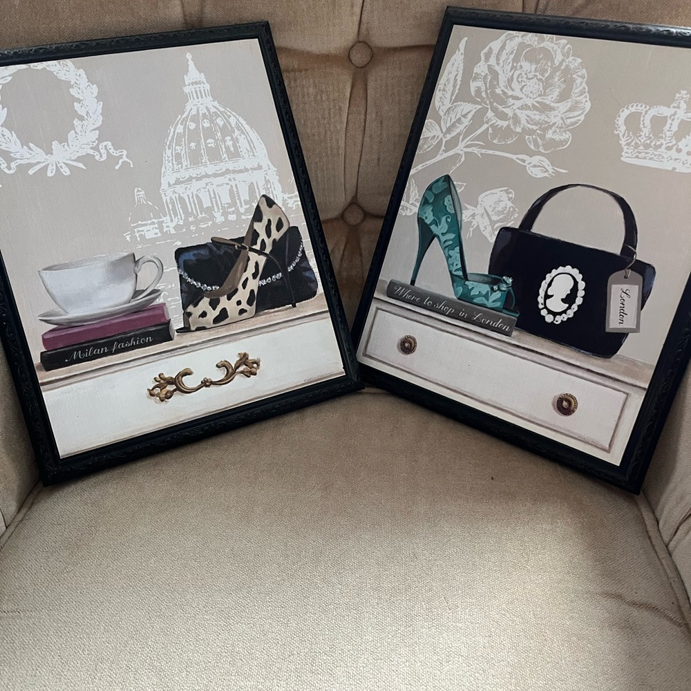 Pair of vintage shoe pictures.